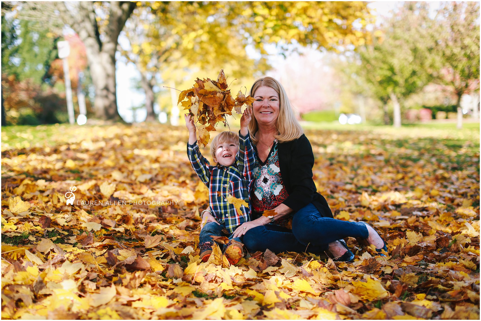 2016,3 year old,Boy,Brady,Fall,Family,Lauren Allen Photography,Mom,Oregon,Portland,Rara,Tree,candid,carefree,child,child photographer,childhood,grandma,kid,laugh,leaves,me,natural light,october,outdoors,outside,plaid,playing,preschooler,yellow,