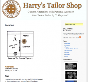 Harry's Tailor Shop- Location